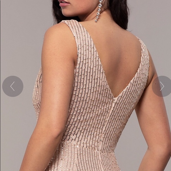 Rose Gold Sequin Dress Gown. Size Medium - Picture 6 of 8